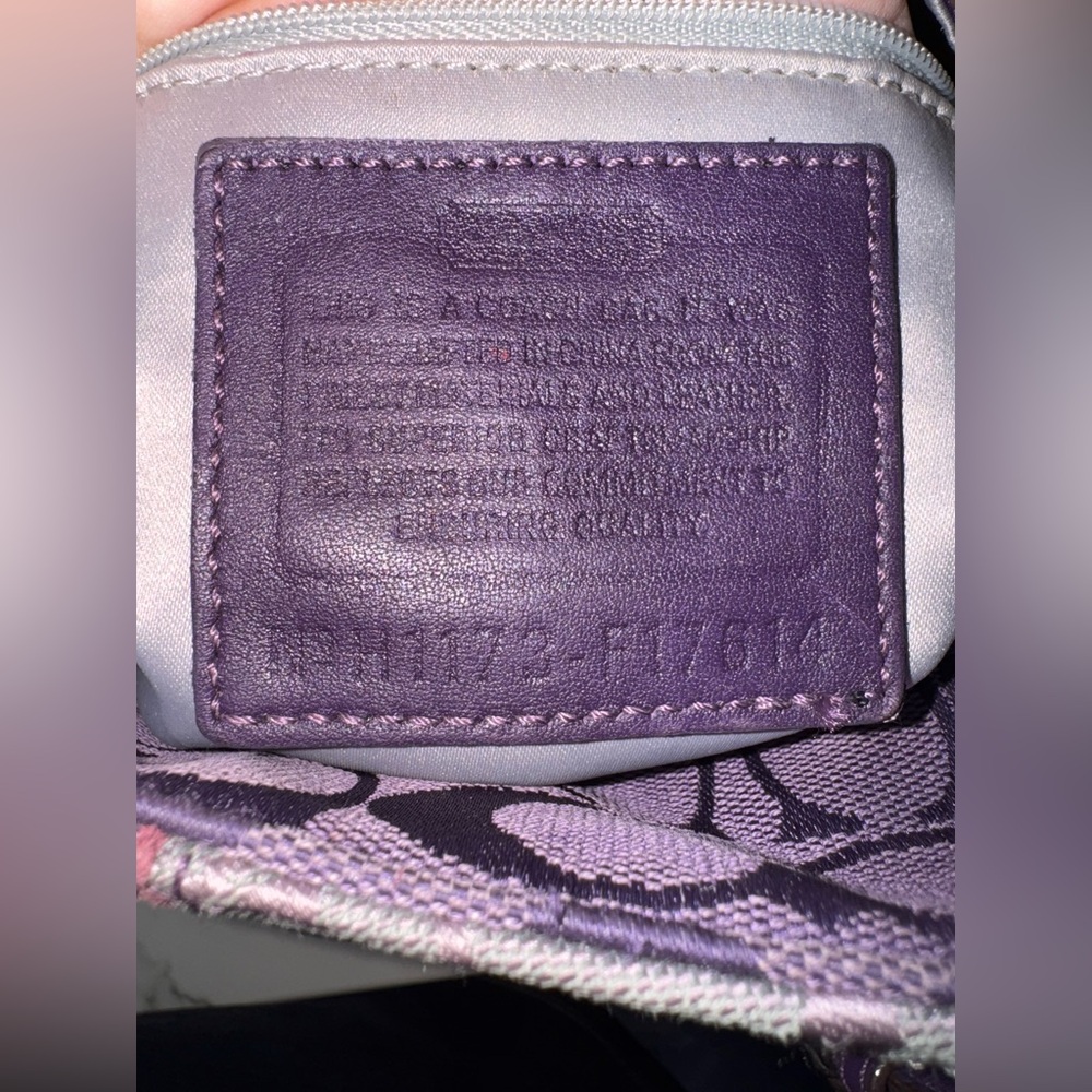 COACH Purple Chevron Patchwork Bag #F17614 - Picture 9 of 11